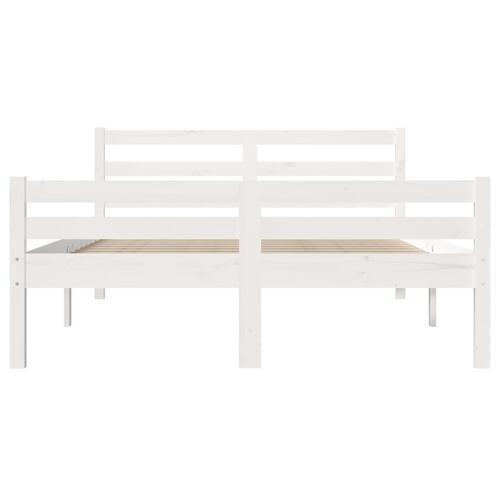 Sengeramme 135x190 cm dobbelt massivt fyrretræ hvid