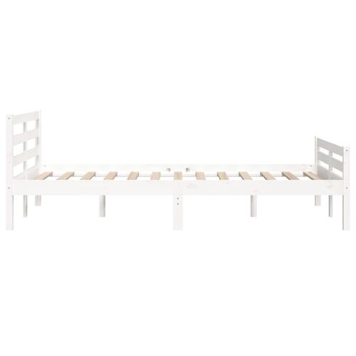 Sengeramme 135x190 cm dobbelt massivt fyrretræ hvid