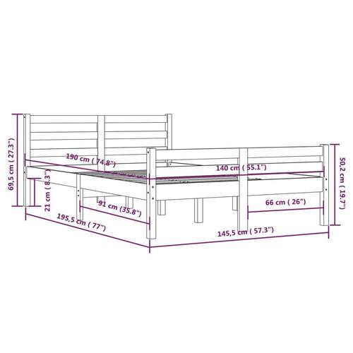 Sengeramme 140x190 cm massivt træ sort