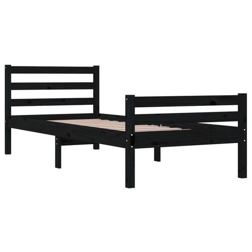 Sengeramme 90x200 cm massivt træ sort