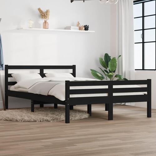 Sengeramme 120x200 cm massivt træ sort