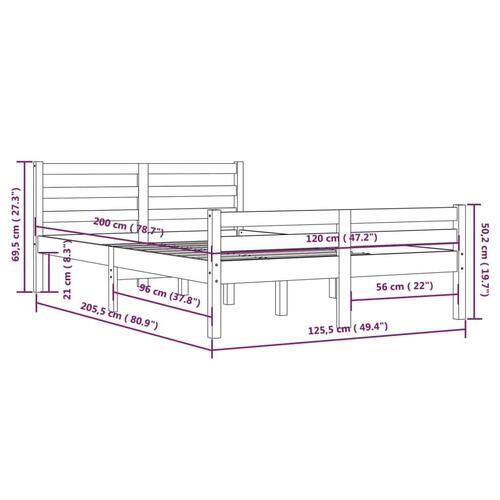 Sengeramme 120x200 cm massivt træ sort