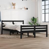 Sengeramme 150x200 cm King Size massivt træ sort