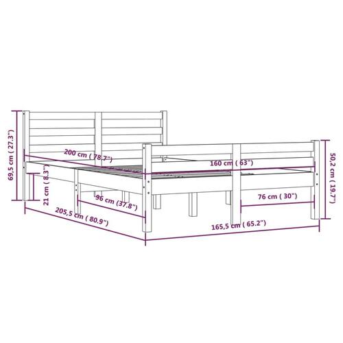 Sengeramme 160x200 cm massivt træ hvid