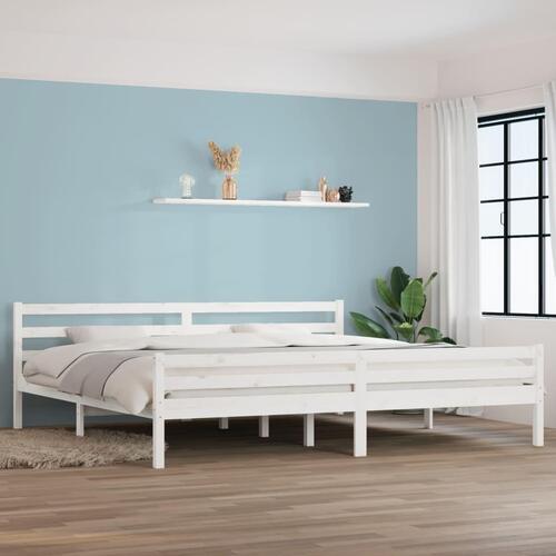 Sengestel 180x200 cm Super King massivt fyrretræ hvid