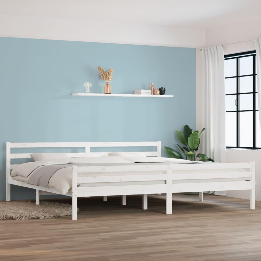 Sengestel 180x200 cm Super King massivt fyrretræ hvid