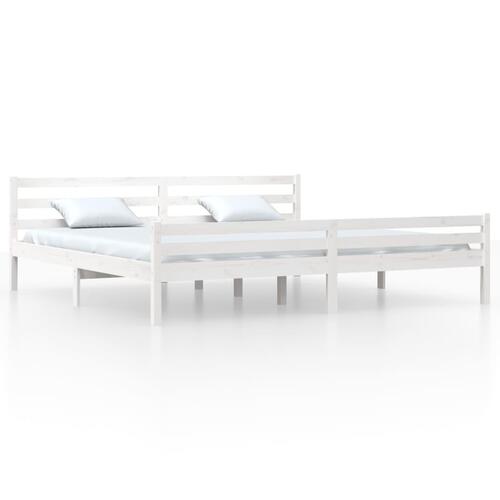 Sengestel 180x200 cm Super King massivt fyrretræ hvid