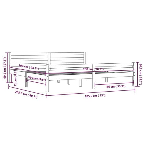Sengestel 180x200 cm Super King massivt fyrretræ hvid