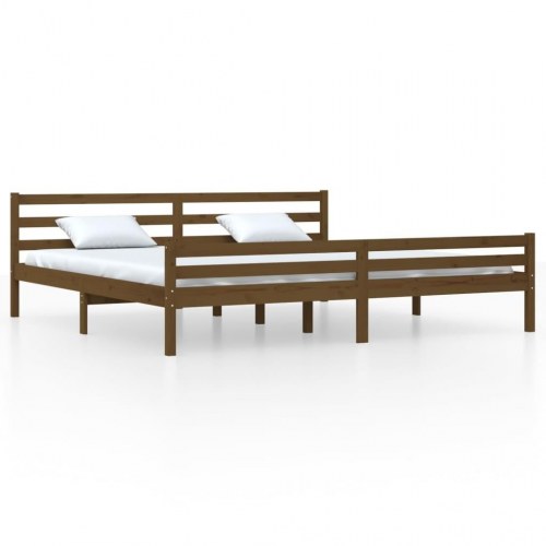 Sengestel 180x200 cm Super King massivt fyrretræ gyldenbrun