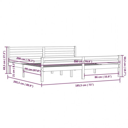 Sengestel 180x200 cm Super King massivt fyrretræ gyldenbrun