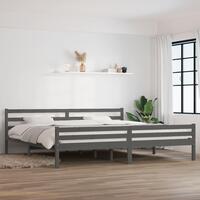 Sengeramme 200x200 cm massivt træ grå