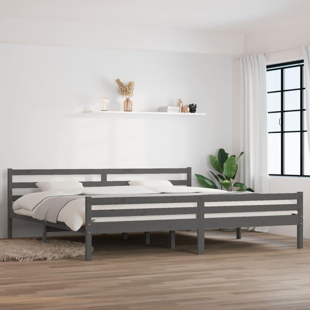Sengeramme 200x200 cm massivt træ grå