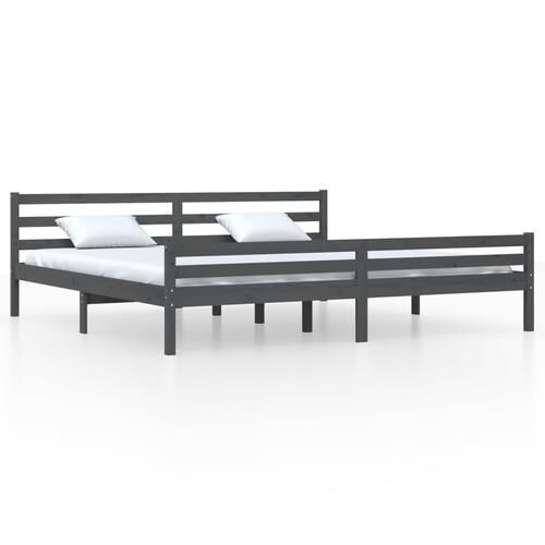 Sengeramme 200x200 cm massivt træ grå