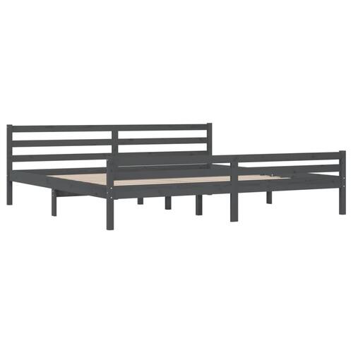 Sengeramme 200x200 cm massivt træ grå