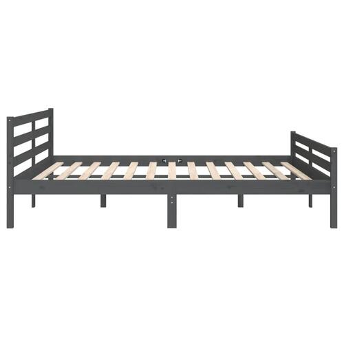 Sengeramme 200x200 cm massivt træ grå