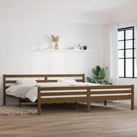 Sengeramme 200x200 cm massivt træ gyldenbrun