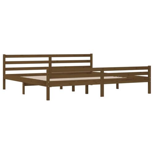 Sengeramme 200x200 cm massivt træ gyldenbrun