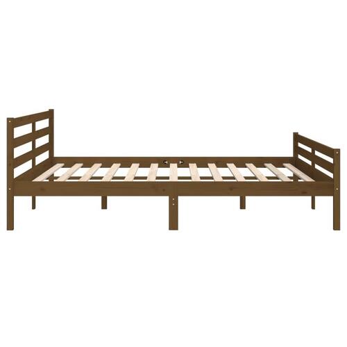 Sengeramme 200x200 cm massivt træ gyldenbrun