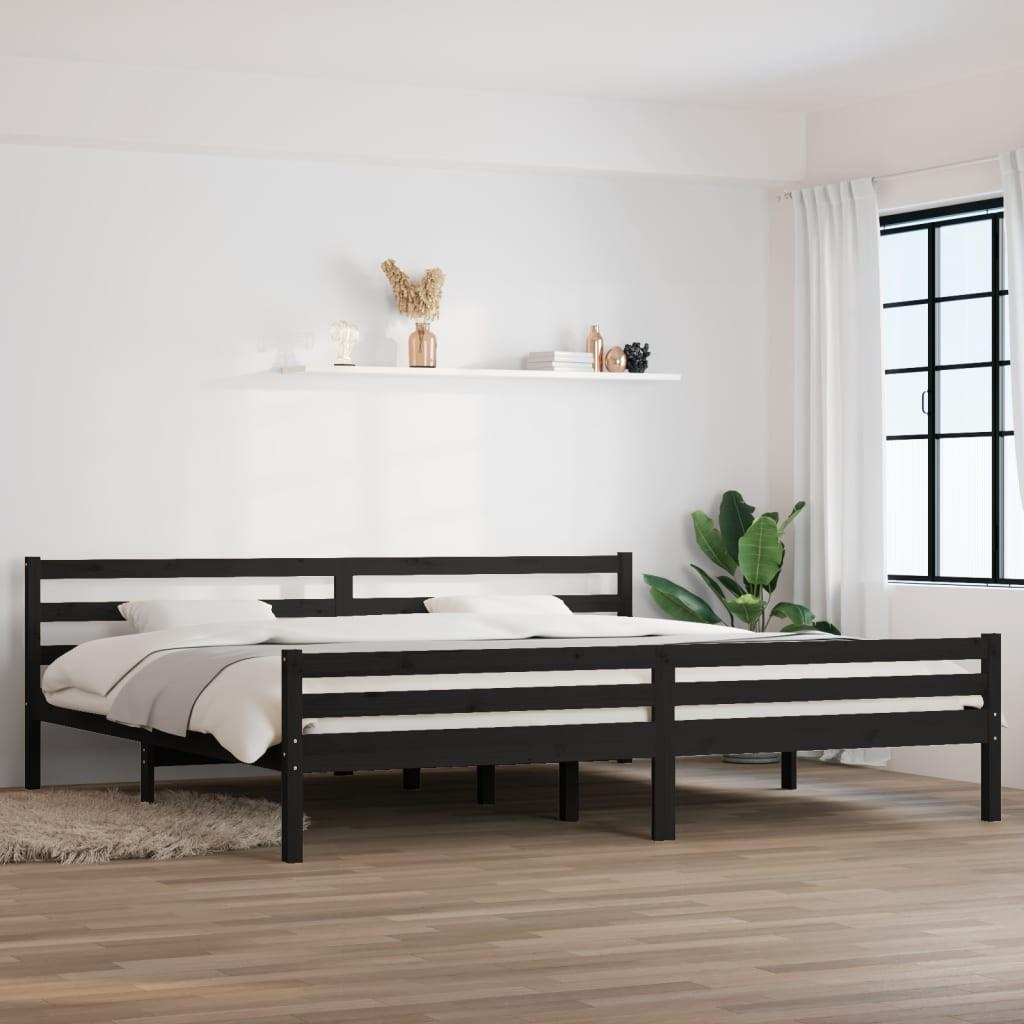 Sengeramme 200x200 cm massivt træ sort