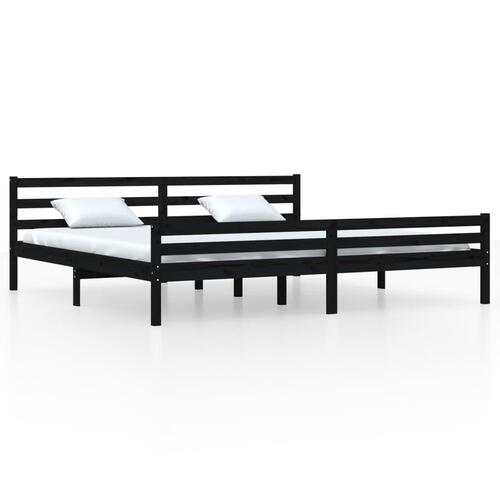 Sengeramme 200x200 cm massivt træ sort