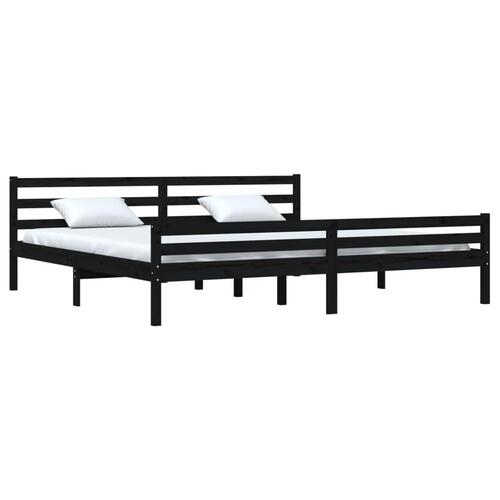 Sengeramme 200x200 cm massivt træ sort