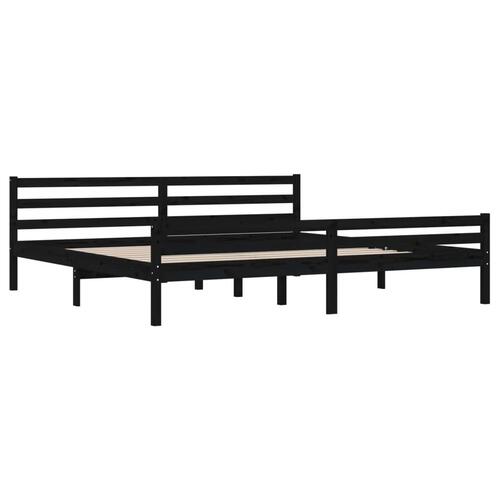 Sengeramme 200x200 cm massivt træ sort