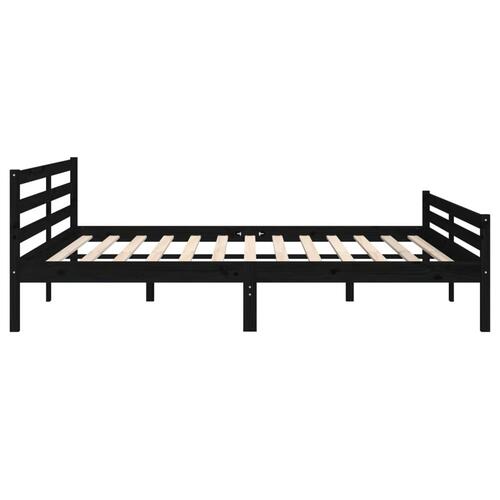 Sengeramme 200x200 cm massivt træ sort
