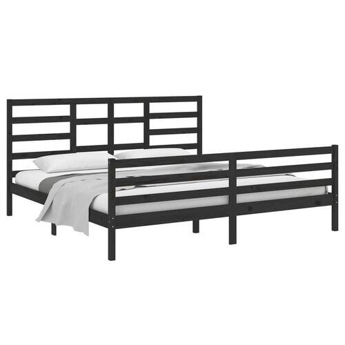 Sengeramme 200x200 cm massivt træ sort
