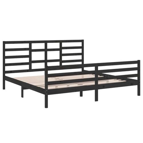 Sengeramme 200x200 cm massivt træ sort