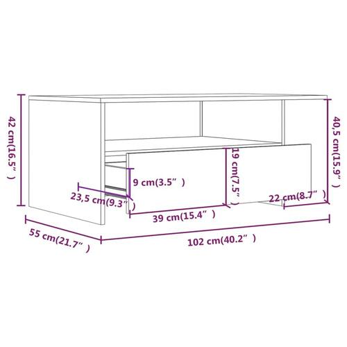 Sofabord 102x55x42 cm konstrueret træ sonoma-eg