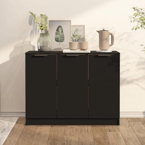 Skænk 90,5x30x70 cm konstrueret træ sort