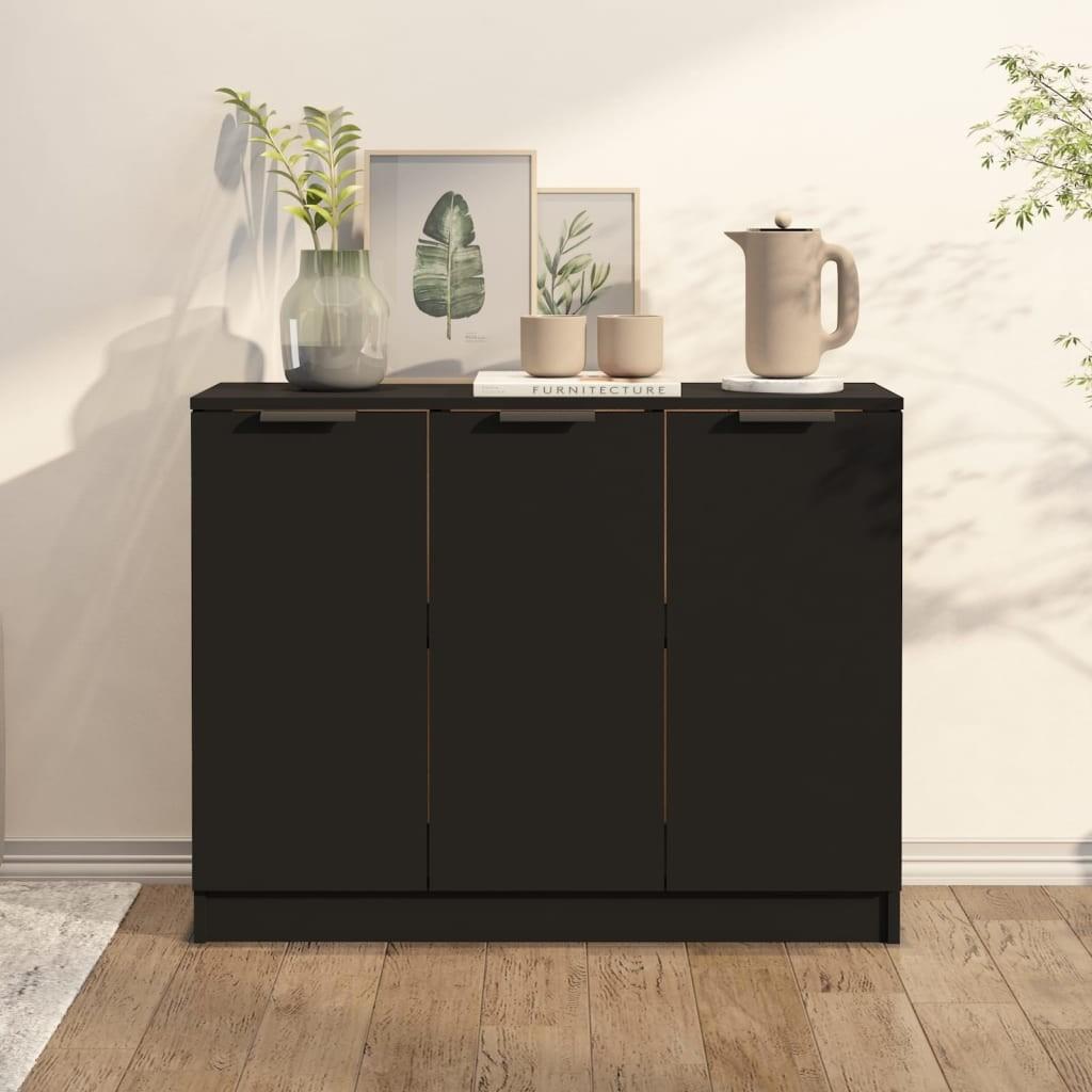 Skænk 90,5x30x70 cm konstrueret træ sort