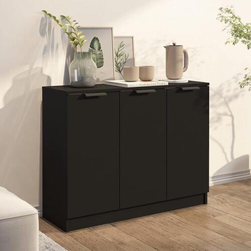 Skænk 90,5x30x70 cm konstrueret træ sort