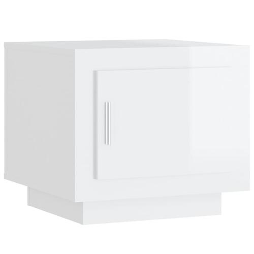 Sofabord 51x50x45 cm konstrueret træ hvid højglans