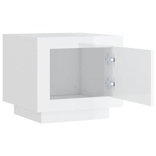 Sofabord 51x50x45 cm konstrueret træ hvid højglans