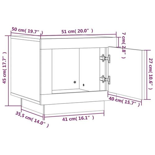 Sofabord 51x50x45 cm konstrueret træ hvid højglans