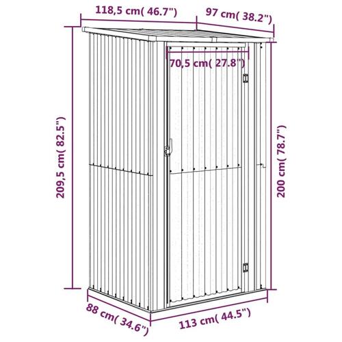 Haveskur 118,5x97x209,5 galvaniseret stål brun
