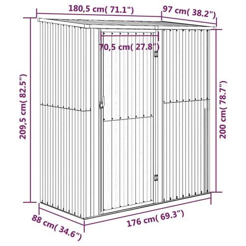 Haveskur 180,5x97x209,5 galvaniseret stål grå