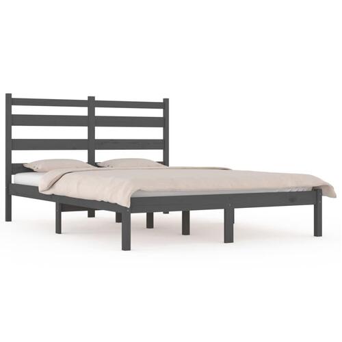Sengestel 135x190 cm Double massivt fyrretræ grå
