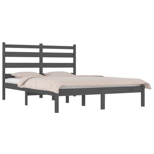 Sengestel 135x190 cm Double massivt fyrretræ grå