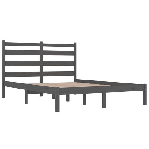 Sengestel 135x190 cm Double massivt fyrretræ grå