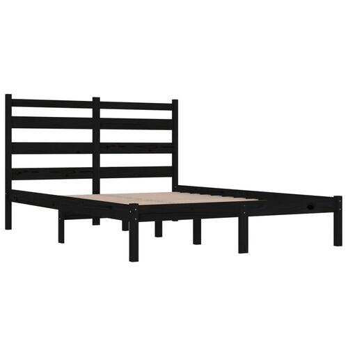 Sengeramme 140x190 cm massivt fyrretræ sort