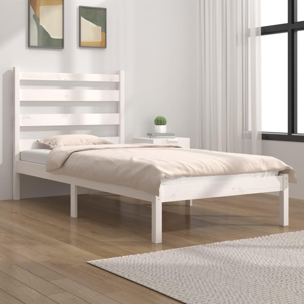 Sengeramme 100x200 cm massivt fyrretræ hvid