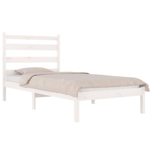 Sengeramme 100x200 cm massivt fyrretræ hvid