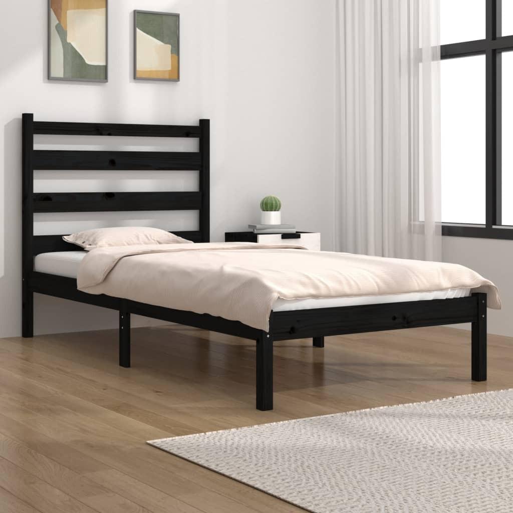 Sengeramme 100x200 cm massivt fyrretræ sort