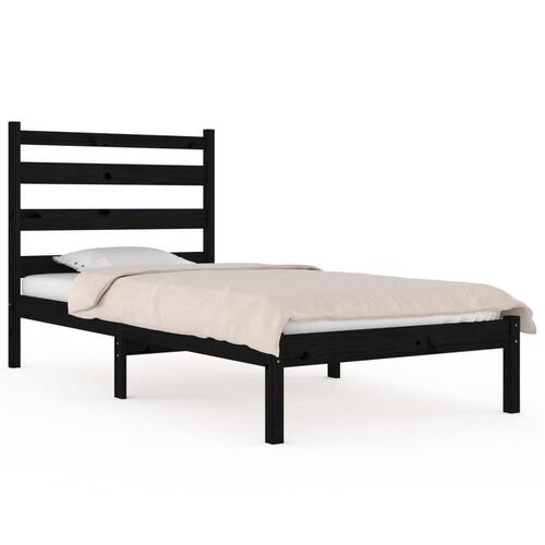 Sengeramme 100x200 cm massivt fyrretræ sort