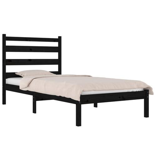 Sengeramme 100x200 cm massivt fyrretræ sort