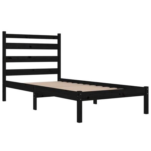 Sengeramme 100x200 cm massivt fyrretræ sort