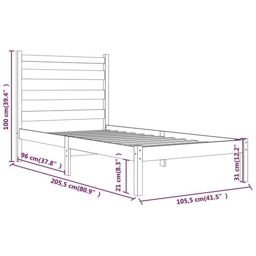 Sengeramme 100x200 cm massivt fyrretræ sort