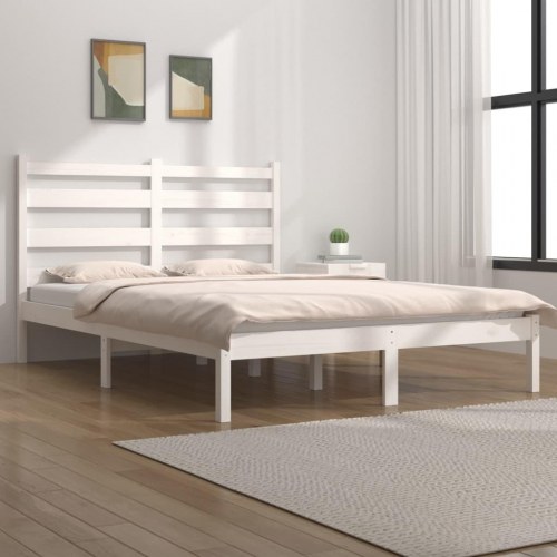 Sengeramme 180x200 cm Super King massivt fyrretræ hvid